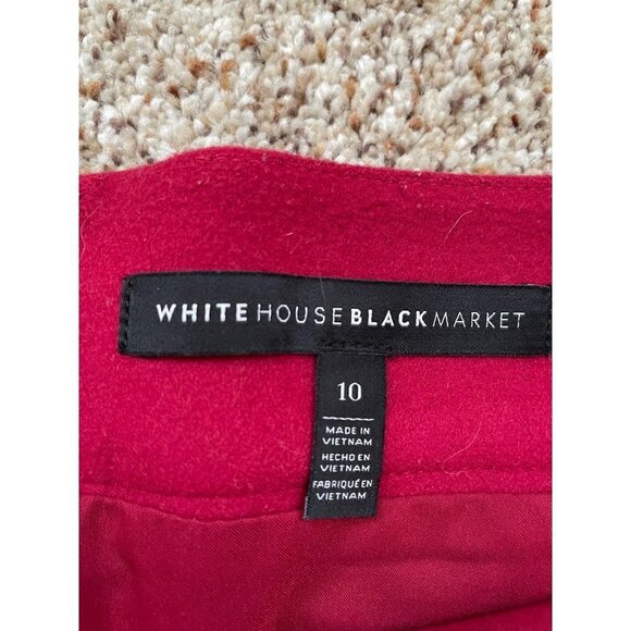 White House Black Market Asymmetrical Wool Mini Skirt  Size 14 Red - Picture 5 of 9